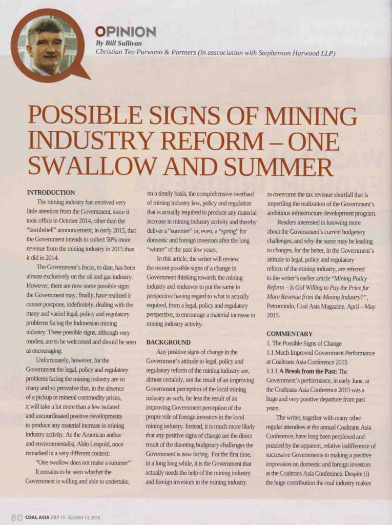 Possible signs of mining industry reform