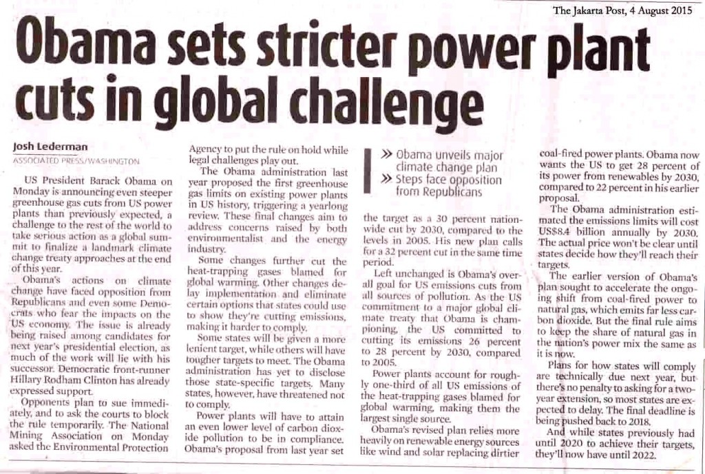Obama sets stricter power plant cuts in  global challenge