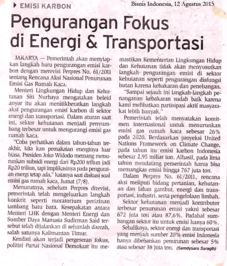 Pengurangan Fokus di Energi & Transportasi