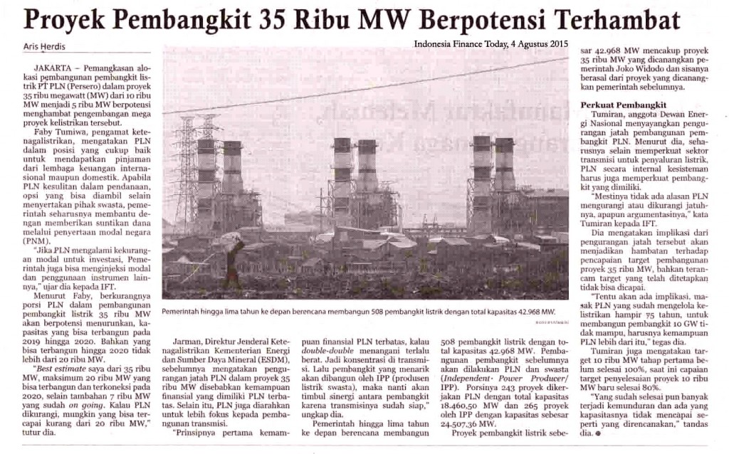 Proyek Pembangkit 35 Ribu MW Berpotensi Terhambat