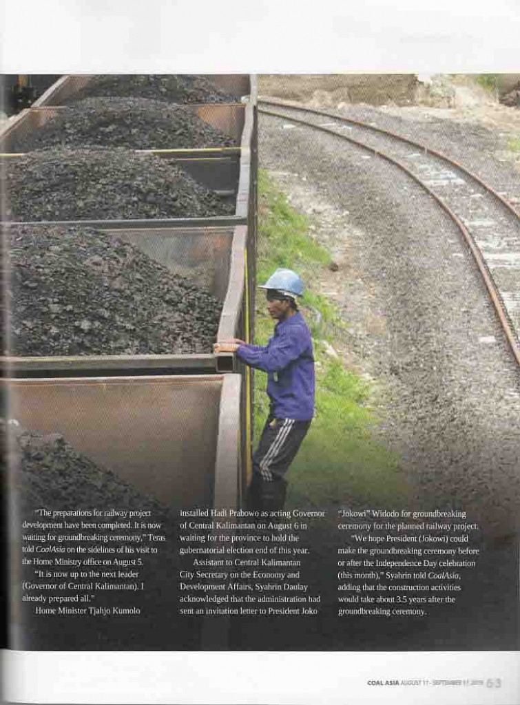 Ambitious Coal Railways Still at Crossroad, Coal Asia  Selasa, 1 September 2015 Hal 63