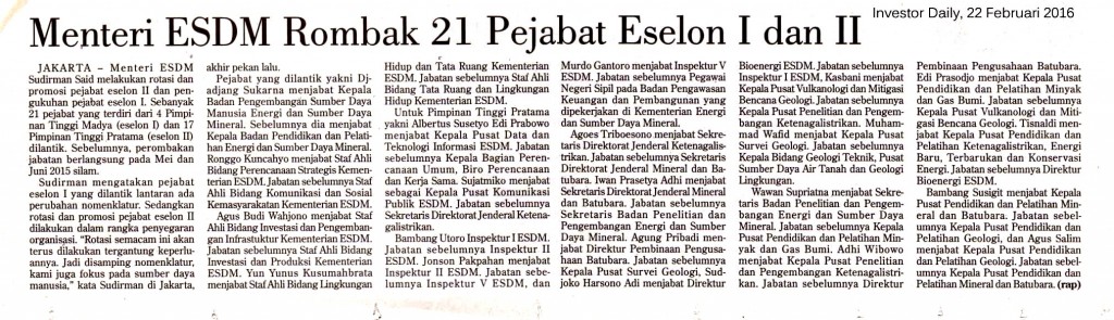 Menteri ESDM Rombak 21 Pejabat Eselon I dan II