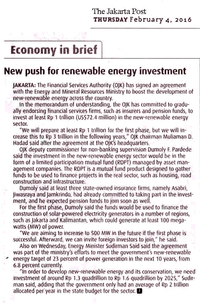 New push for renewable energy investment
