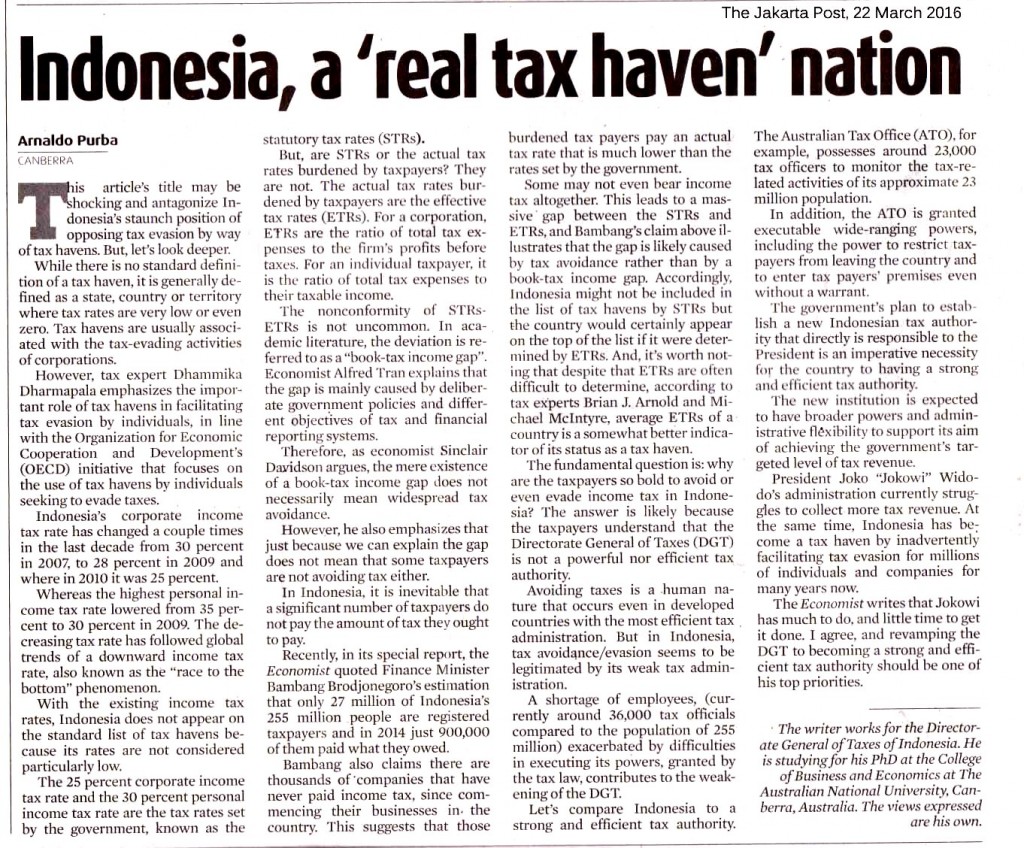 Indonesia, a 'real tax haven'  nation