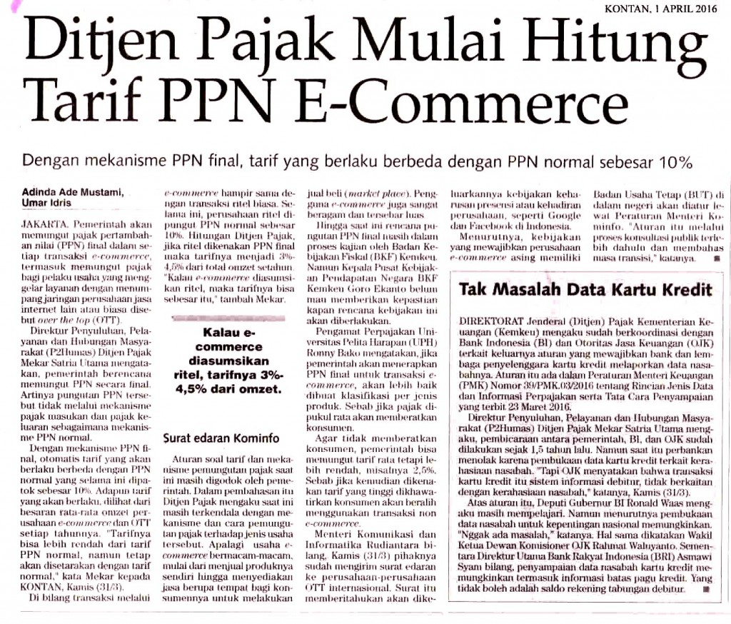 Ditjen Pajak Mulai Hitung Tarif PPN E-Commerce