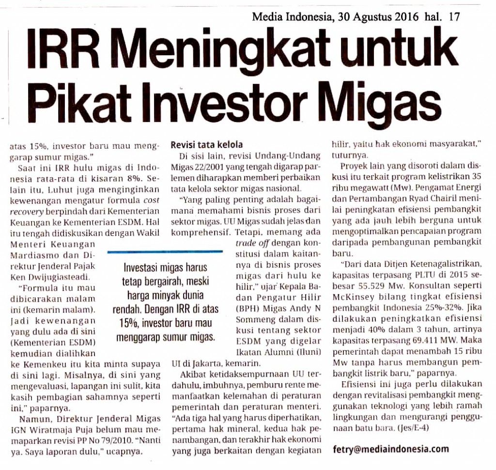 IRR Meningkat untuk Pikat Investor Migas