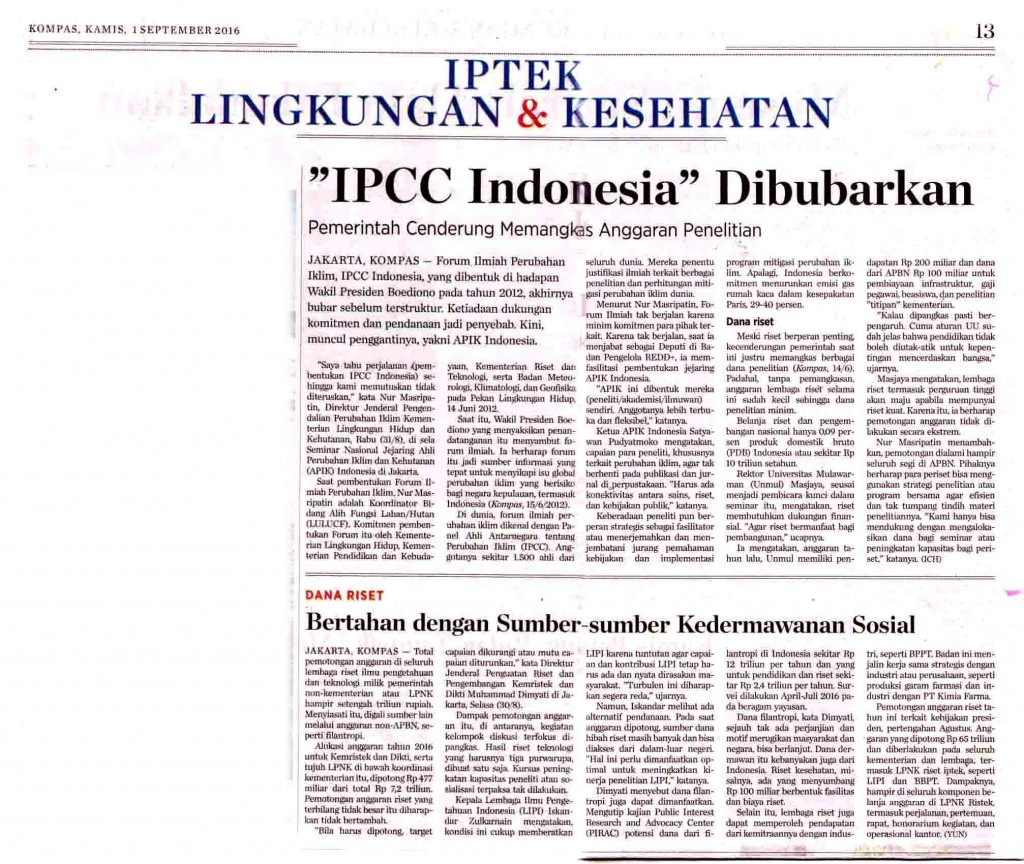 IPCC Indonesia Dibubarkan___Bertahan dengan Sumber-sumber Kedermawanan Sosial
