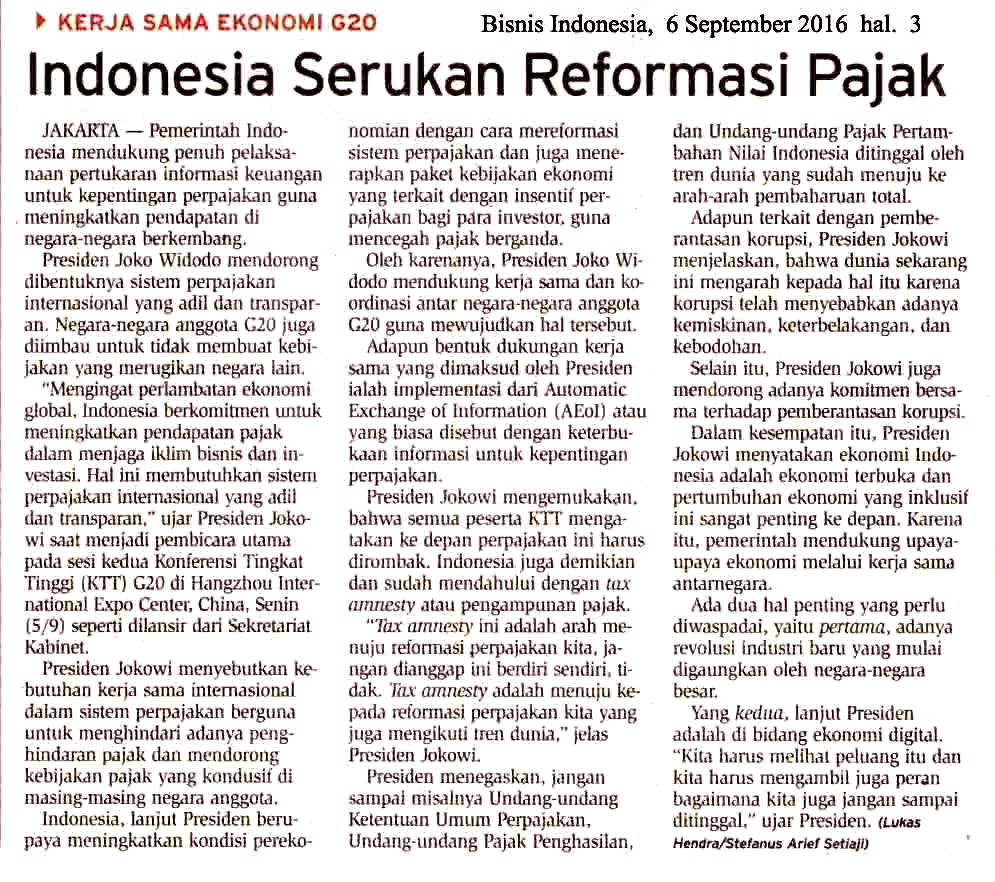 Indonesia Serukan Reformasi Pajak