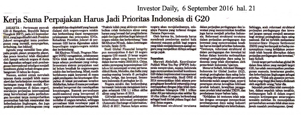 Kerja Sama Perpajakan Harus Jadi Prioritas Indonesia di G20