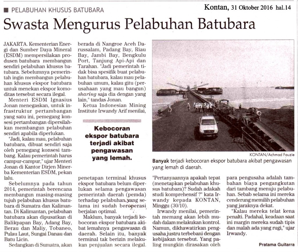 Swasta Mengurus Pelabuhan Batubara