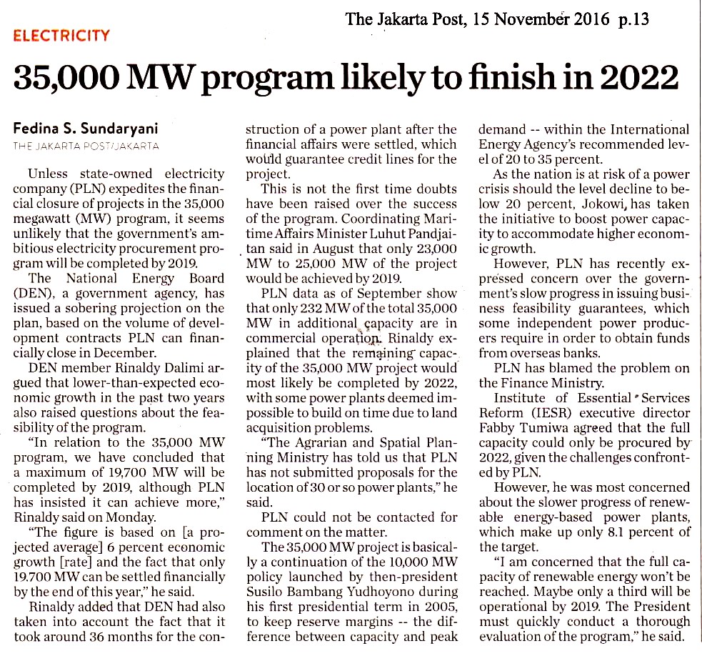 35,000 MW program likely to finish in 2022