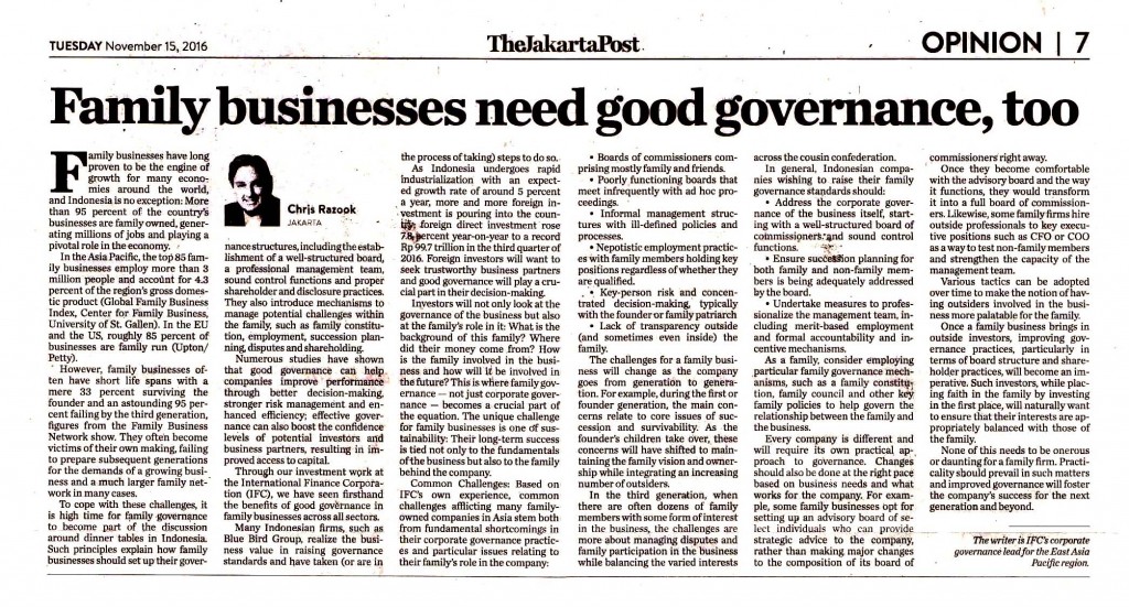 Family businesses need good governance, too