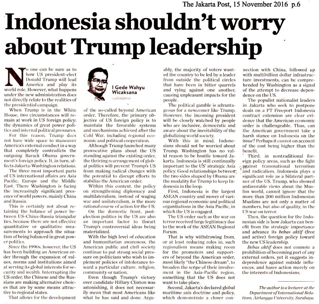 Indonesia shouldn't worry about Trump leadership