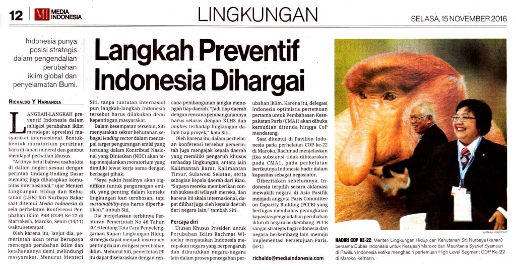 Langkah Preventif Indonesia Dihargai