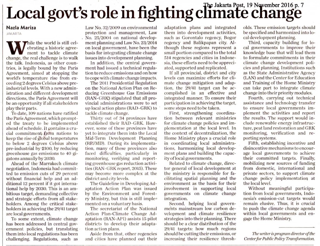 Local govt's role in fighting climate change