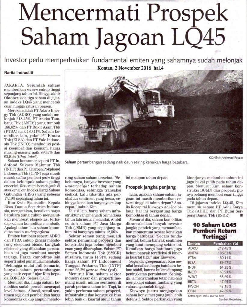 Mencermati Prospek Saham Jagoan LQ45