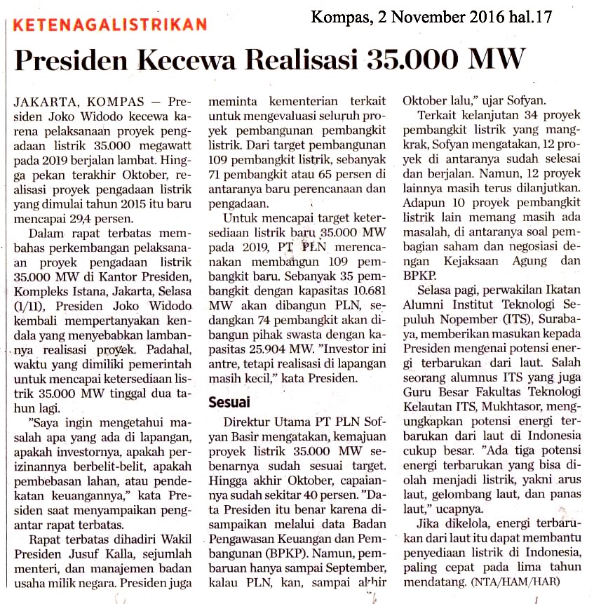 Presiden Kecewa Realisasi 35.000 MW