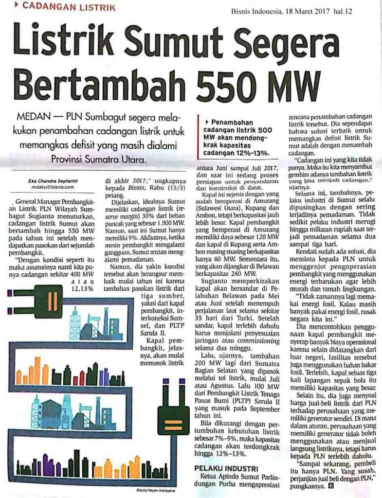 Listrik Sumut Segera Bertambah 550 MW