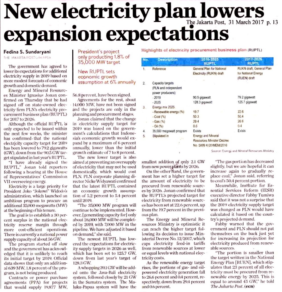 New electricity plan lowers expansion expectations