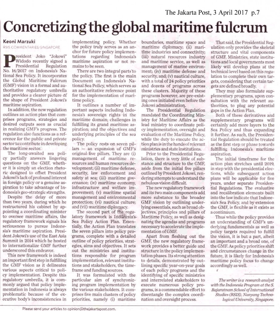 Concretizing the global maritime fulcrum
