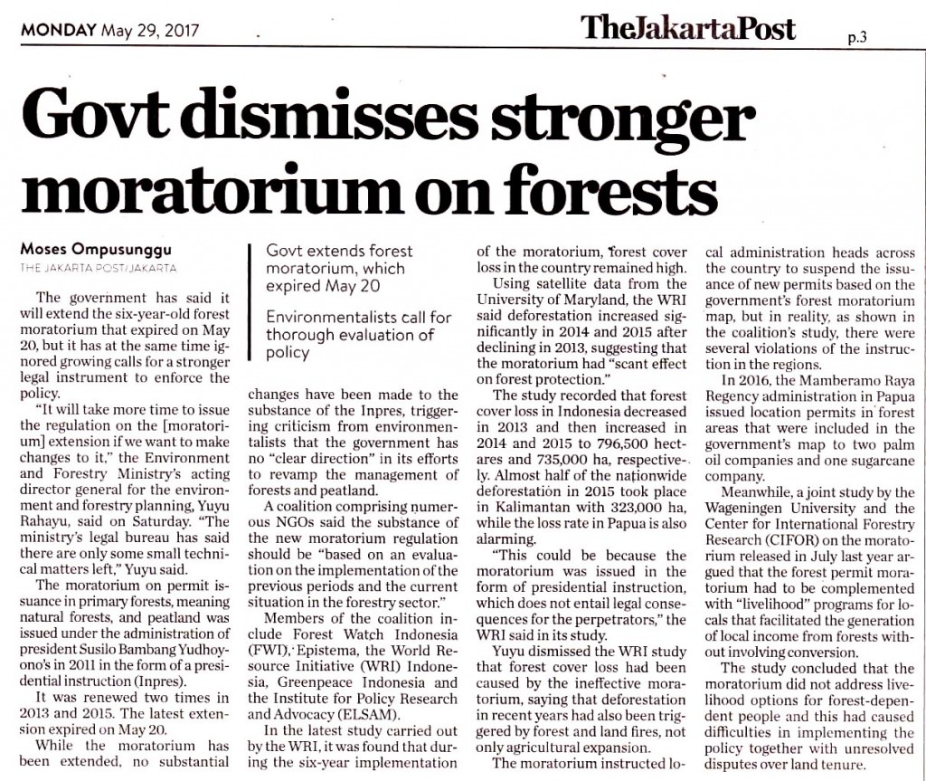 Govt dismisses stronger moratorium on forests