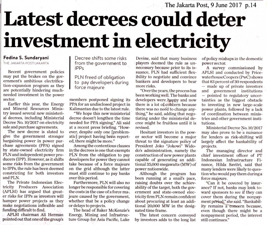 Latest decrees could deter investment in electricity