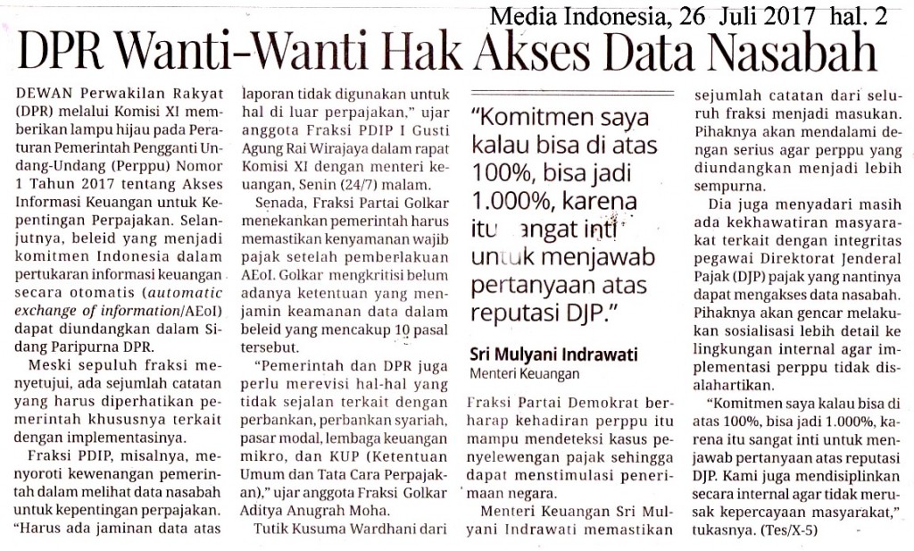 DPR Wanti-Wanti Hak Akses Data Nasabah