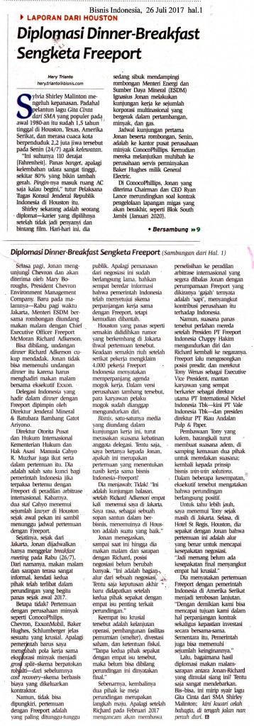 Diplomasi Dinner-Breakfast Sengketa Freeport copy