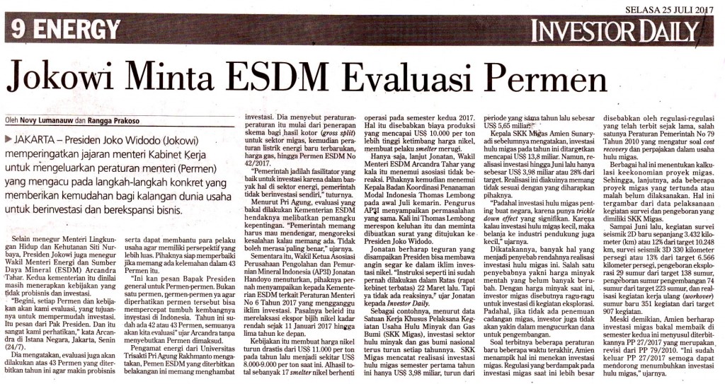 Jokowi Minta ESDM Evaluasi Permen copy