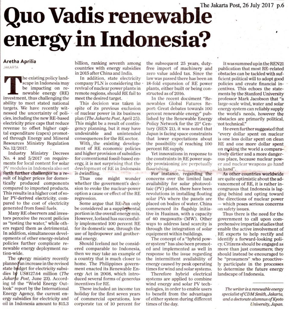 Quo Vadis renewable energy in Indonesia