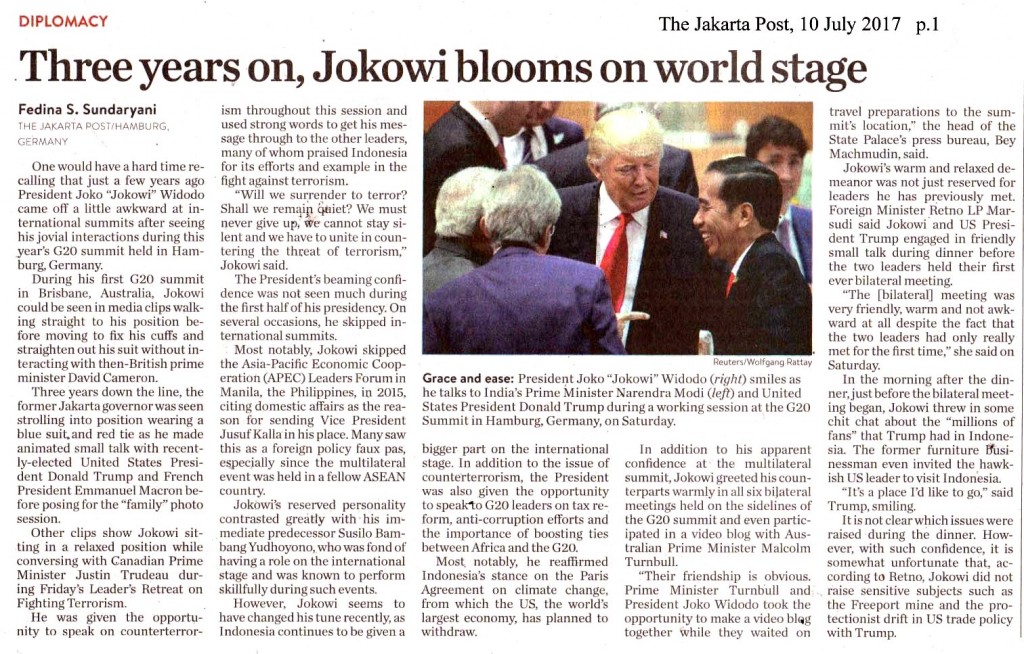 Three years on, Jokowi blooms on world stage