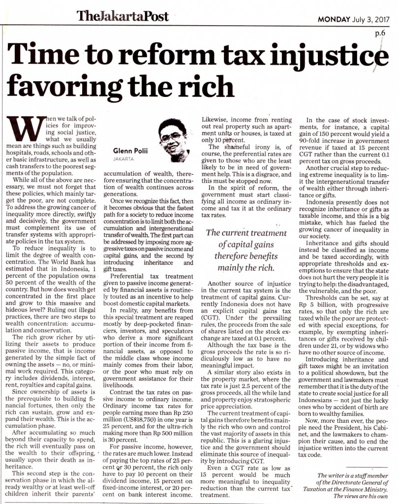 Time to reform tax injustice favoring the rich