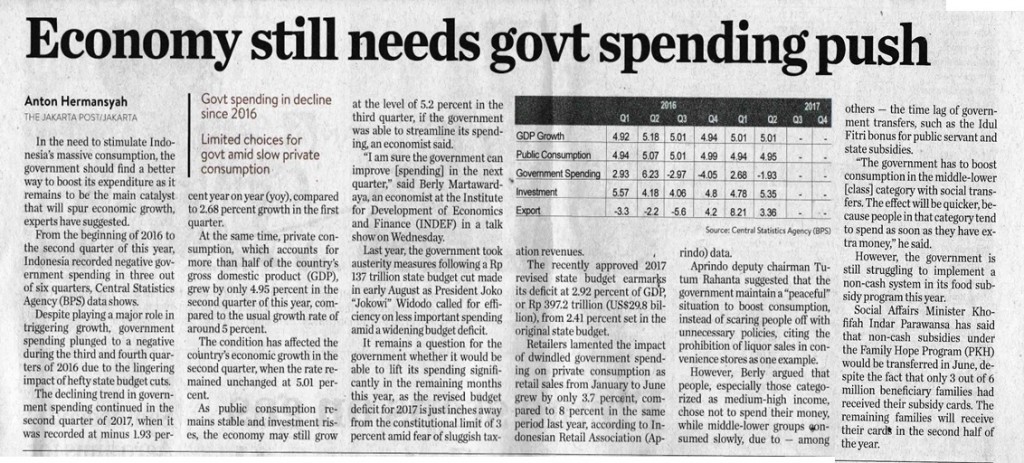 Economy still needs govt spending push