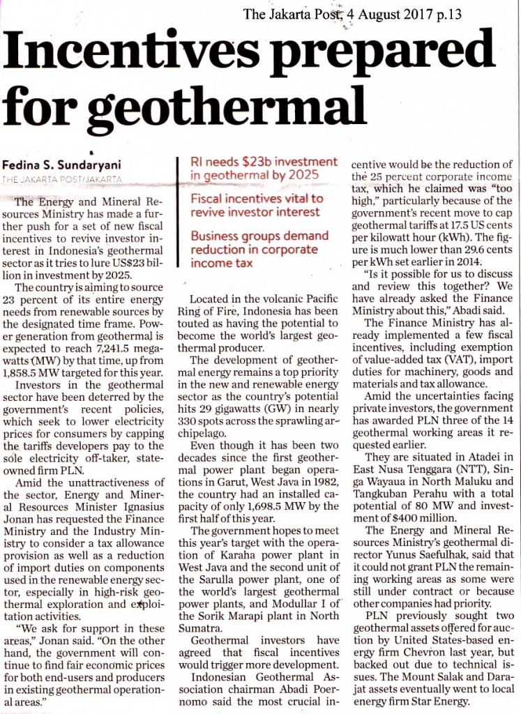 Incentives prepared for geothermal