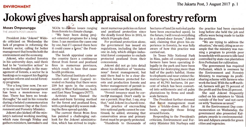 Jokowi gives harsh appraisal  on forestry reform