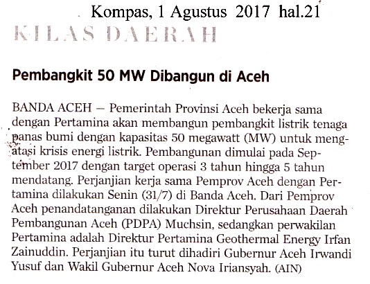 Pembangkit 50 MW Dibangun di Aceh