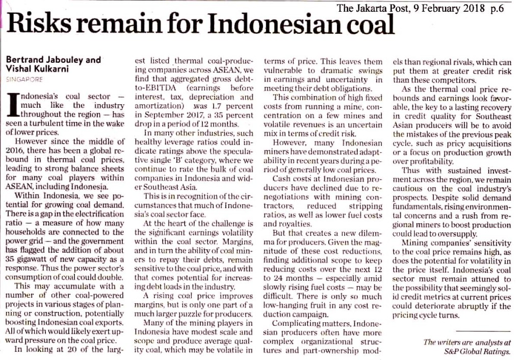 Risk remain for Indonesian coal