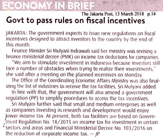 Govt to pass rules of fiscal incentives