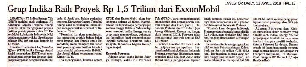 Grup Indika Raih Proyek Rp 1,5 Triliun dari Exxon Mobil copy