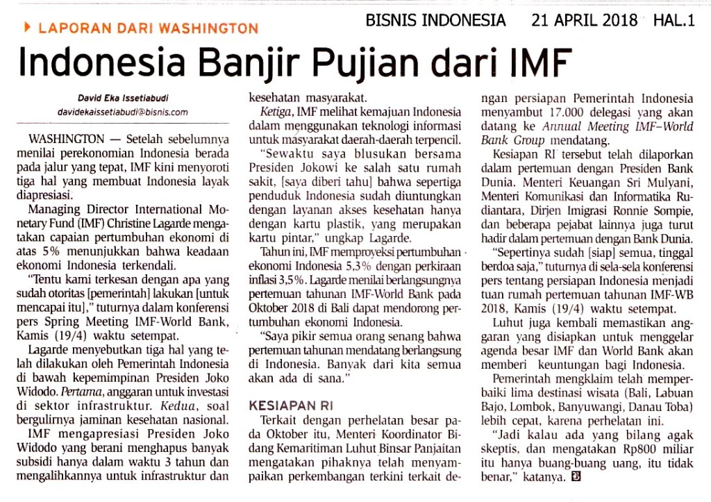 Indonesia Banjir Pujian dari IMF