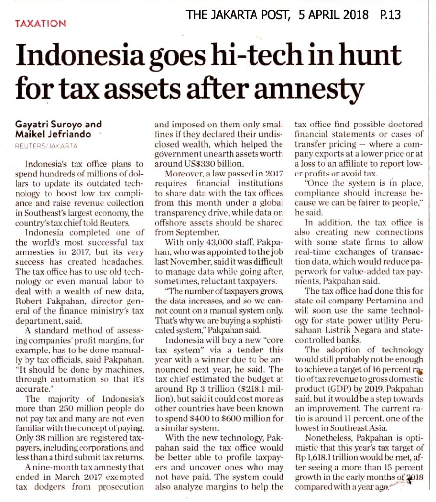 Indonesia goes hi-tech in hunt for tax assets after amnesty
