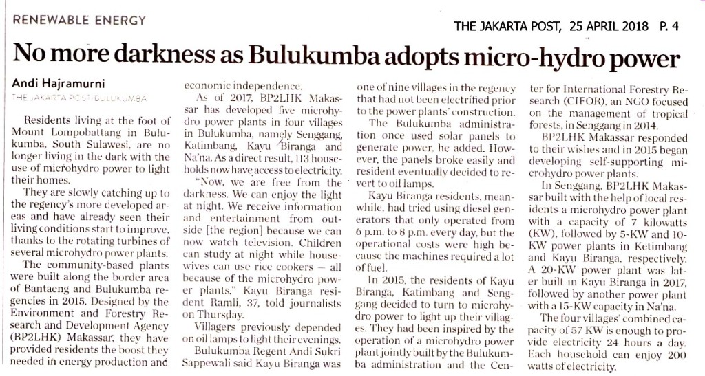 No more darkness as Bulukumba adopts micro-hydro power