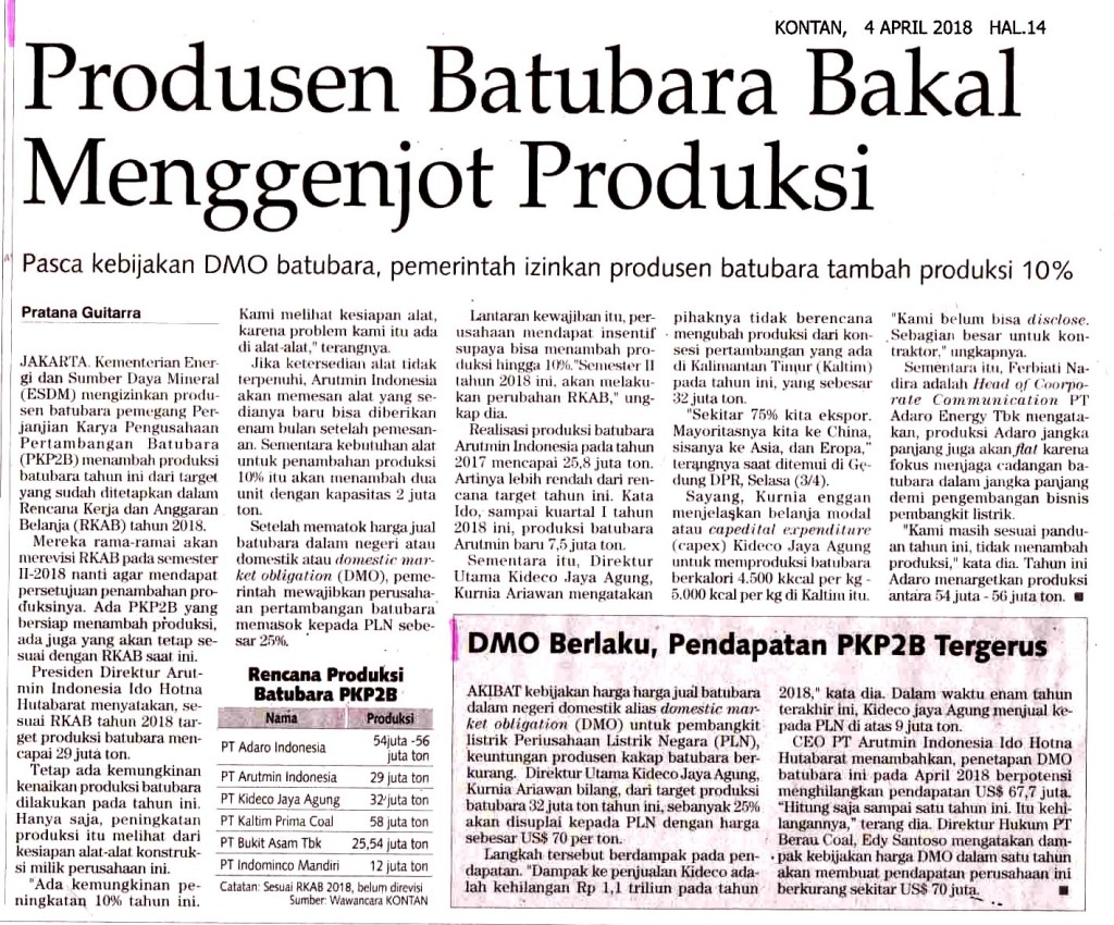 Produsen Batubara Bakal Menggenjot Produksi_ DMO Berlaku, Pendapatan PKP2B Tergerus_