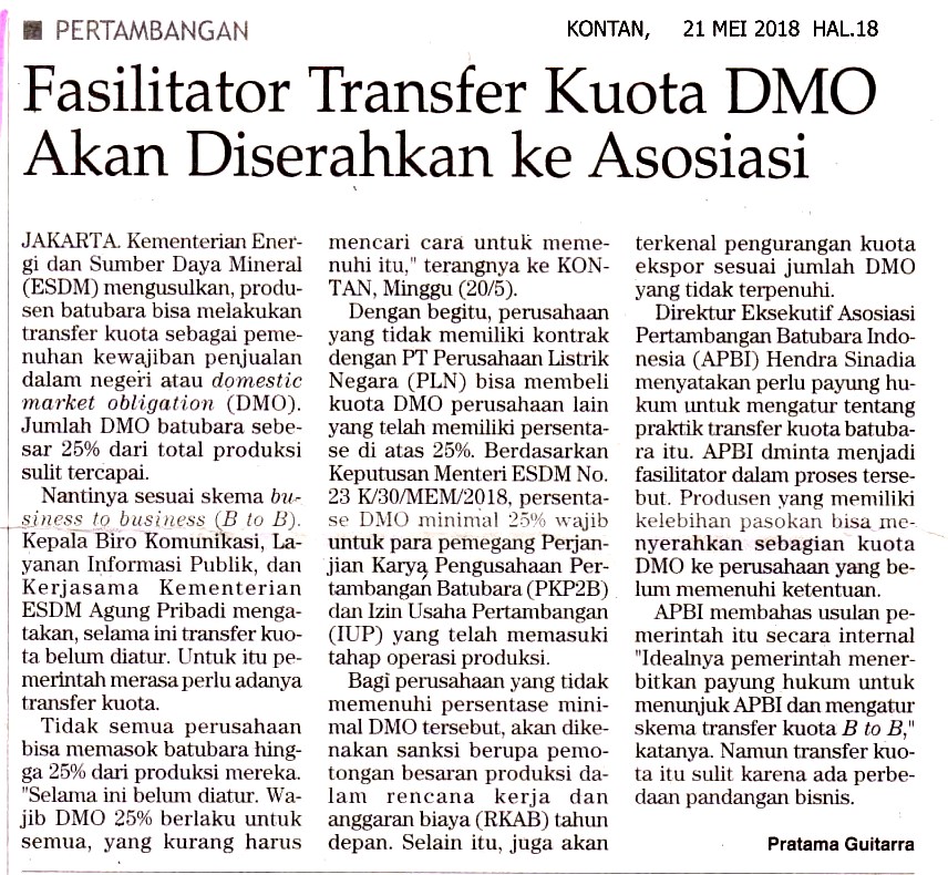 Fasilitator Transfer Kuota DMO Akan Diserahkan ke Asosiasi