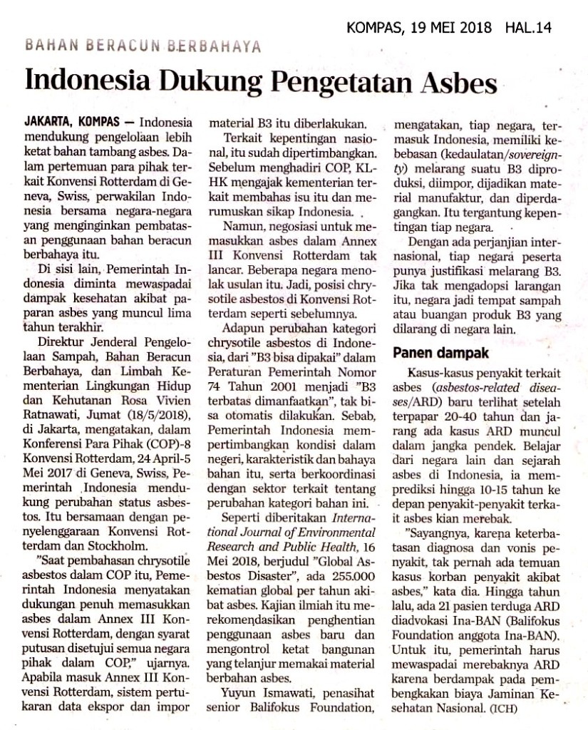 Indonesia Dukung Pengetatan Asbes