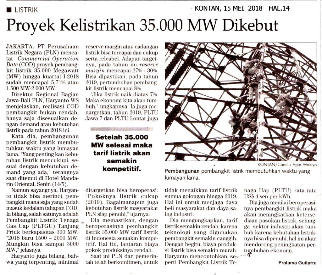 Proyek Kelistrikan 35.000 MW Dikebut