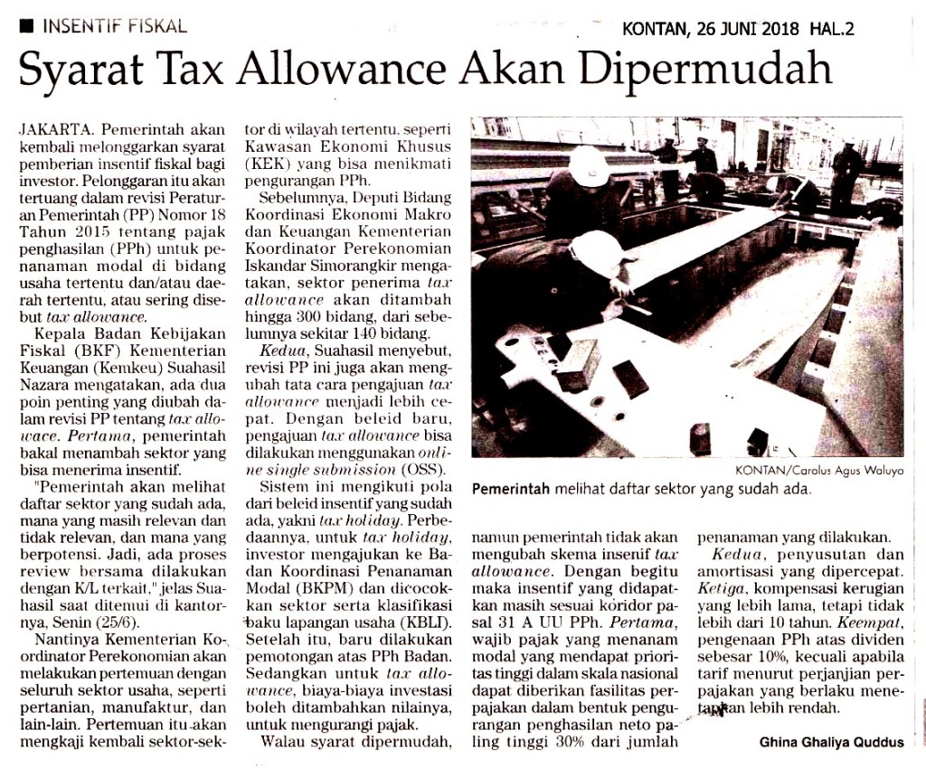 Syarat Tax Allowance Akan Dipermudah