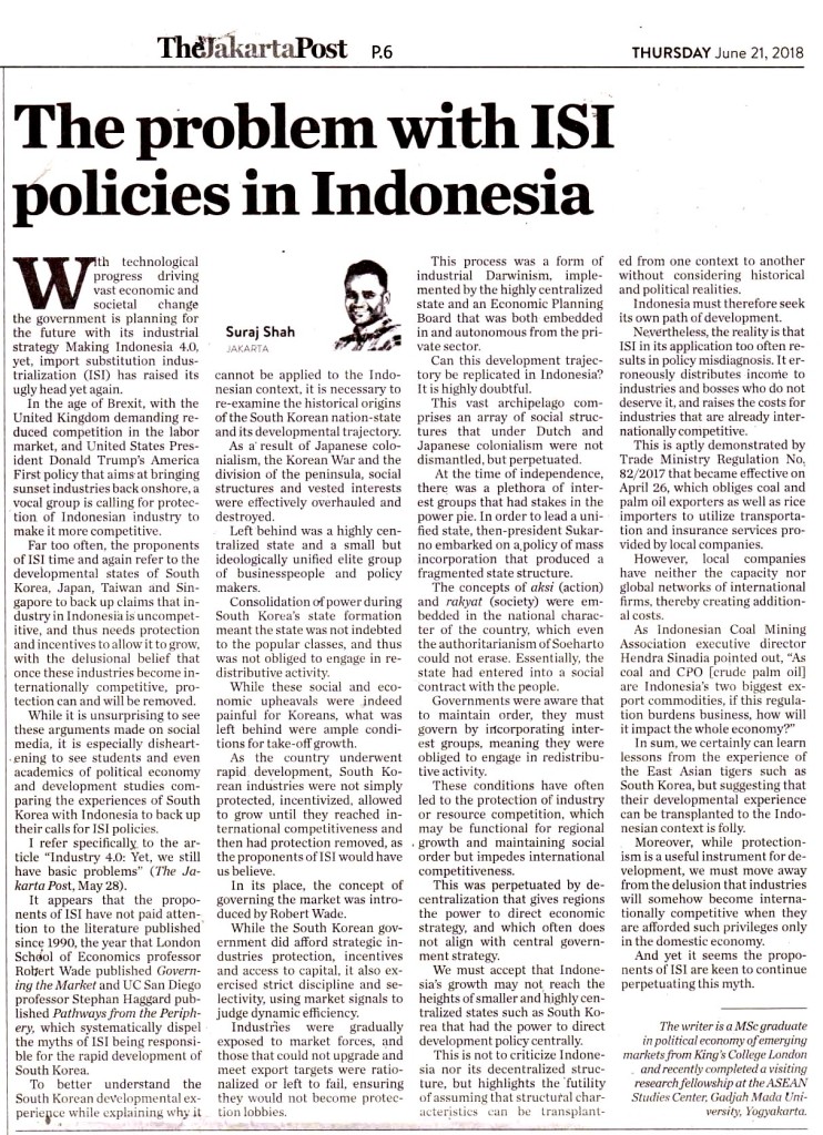 The problem with ISI policies in Indonesia