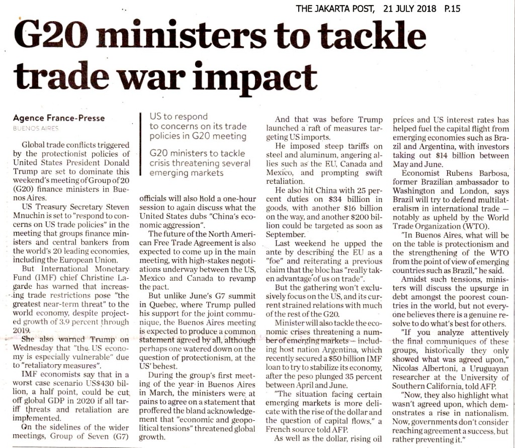 G20 ministers to tackle trade war impact