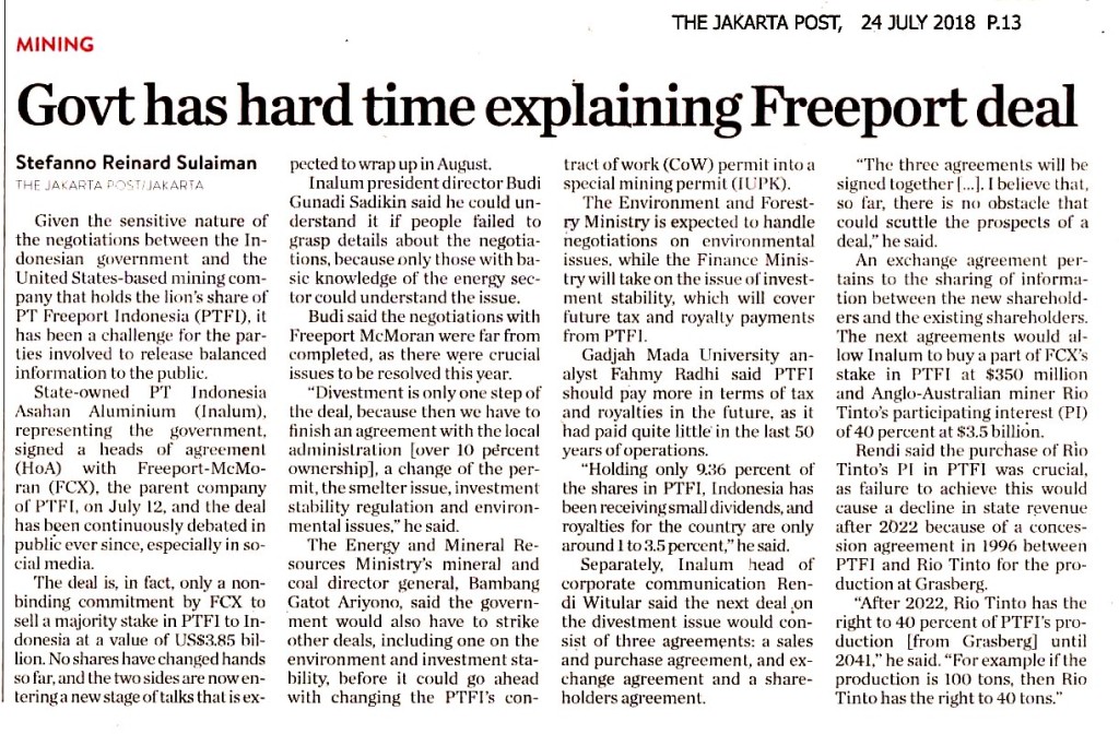 Govt has hard time explaining Freeport deal